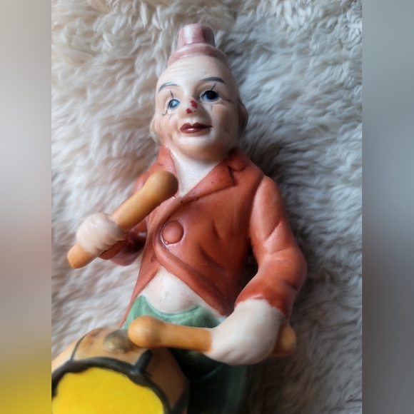 Vintage 1970s Musician Whimsical Clown Hobo Drum 6" Figurine Porcelain - Picture 6 of 7